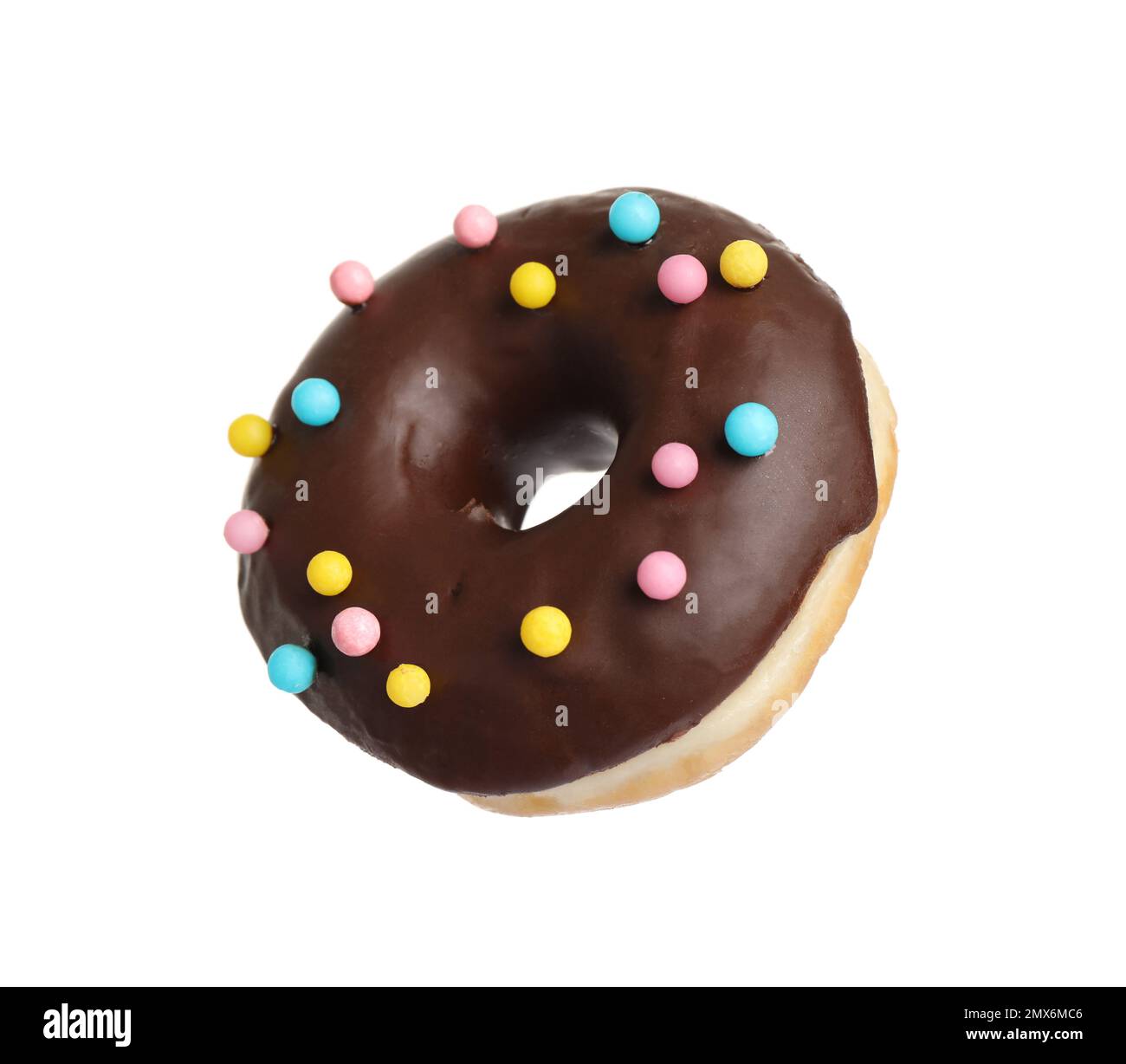 Sweet delicious glazed donut on white background Stock Photo - Alamy