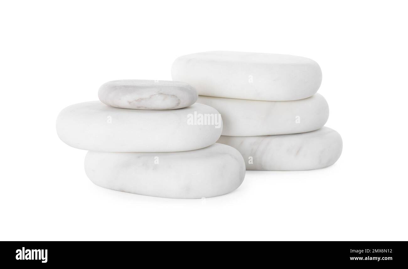 Pile of spa stones isolated on white Stock Photo - Alamy