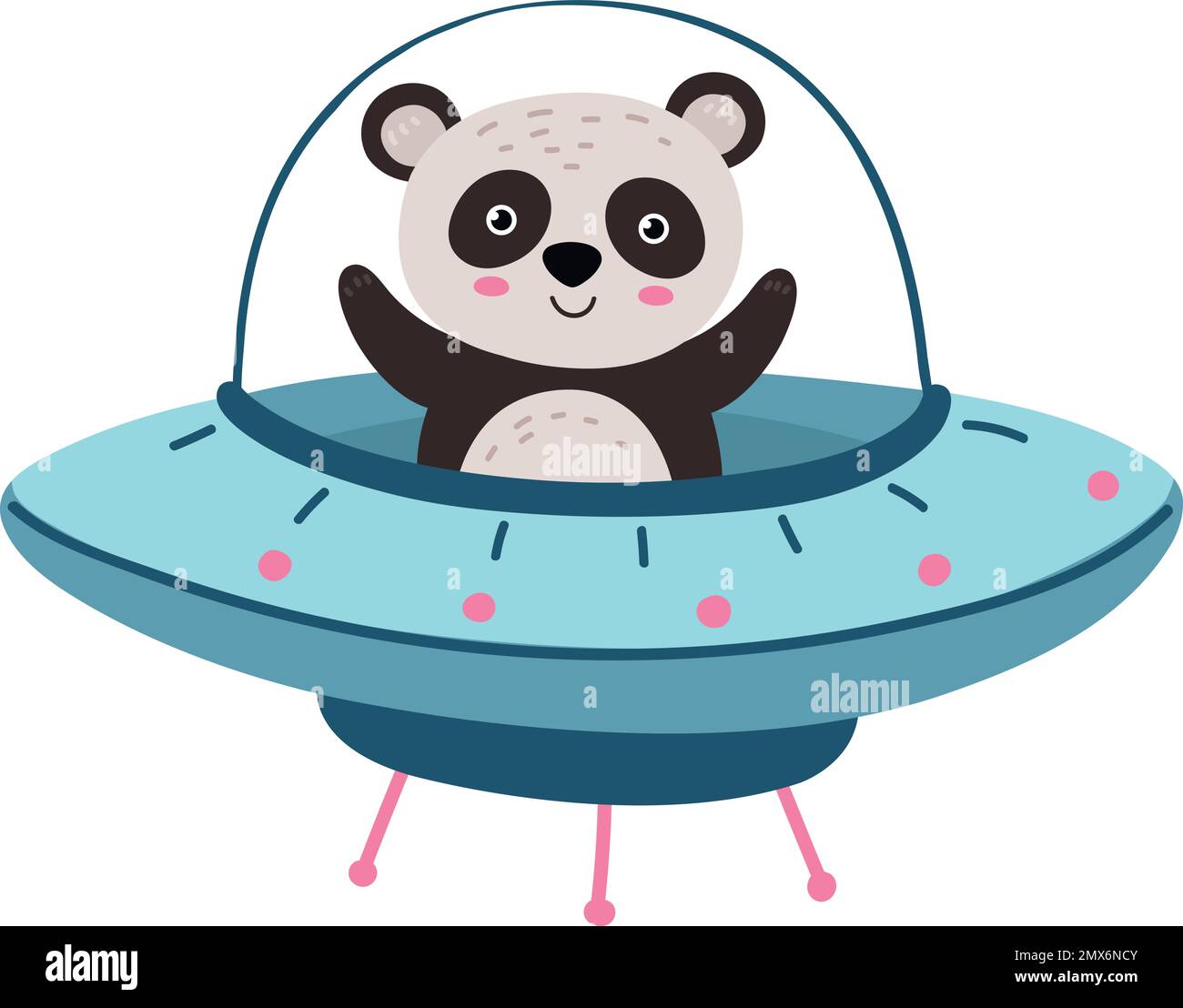 Cute panda in space ship. Happy animal adventurer Stock Vector Image ...