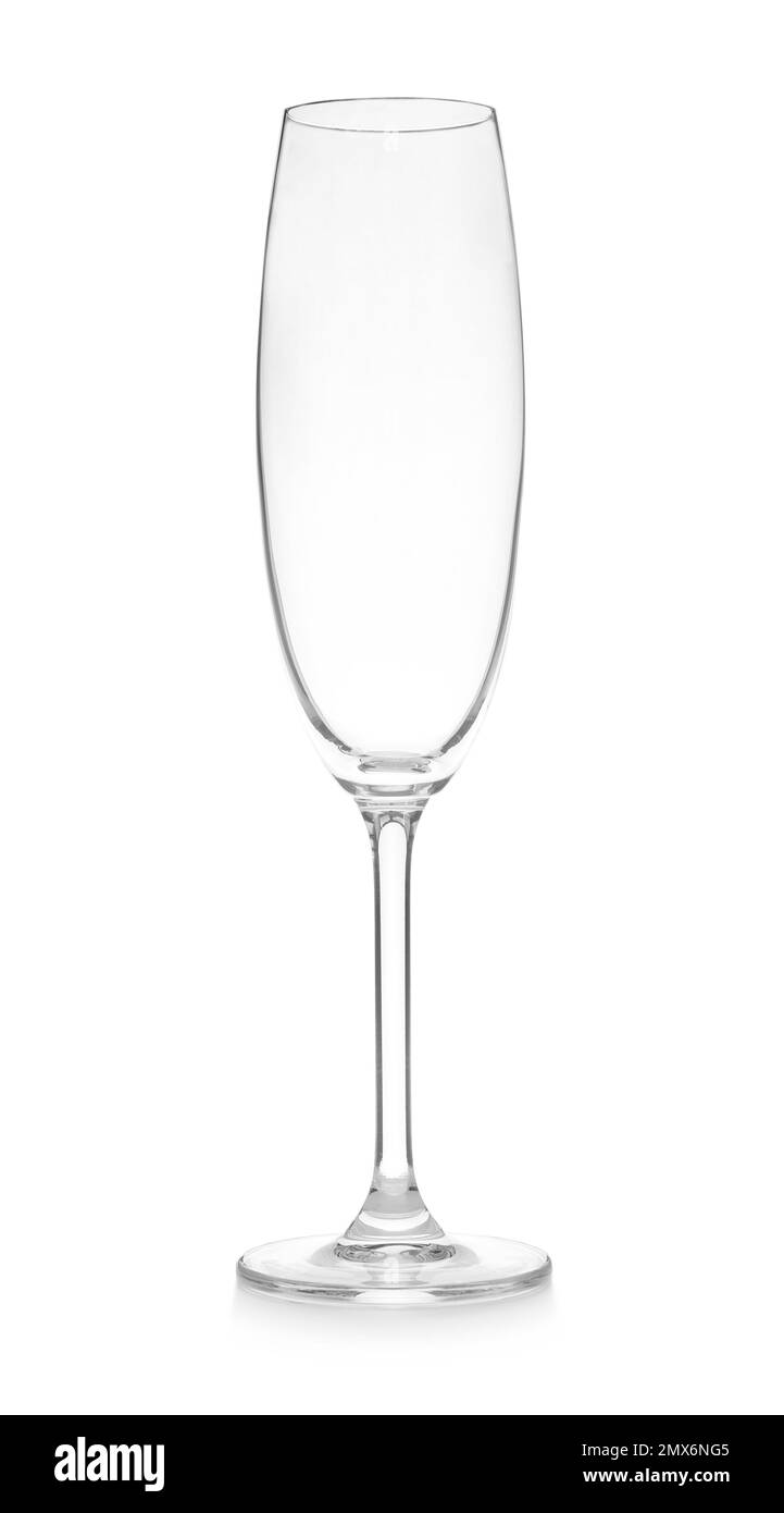 Crystal clear glass for champagne isolated on white Stock Photo