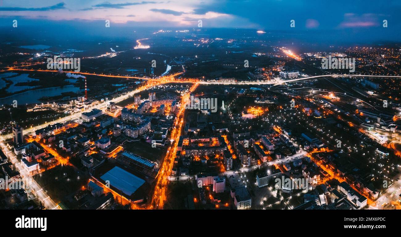 Brest, Belarus. Aerial Bird's-eye View Of Brest Cityscape Skyline