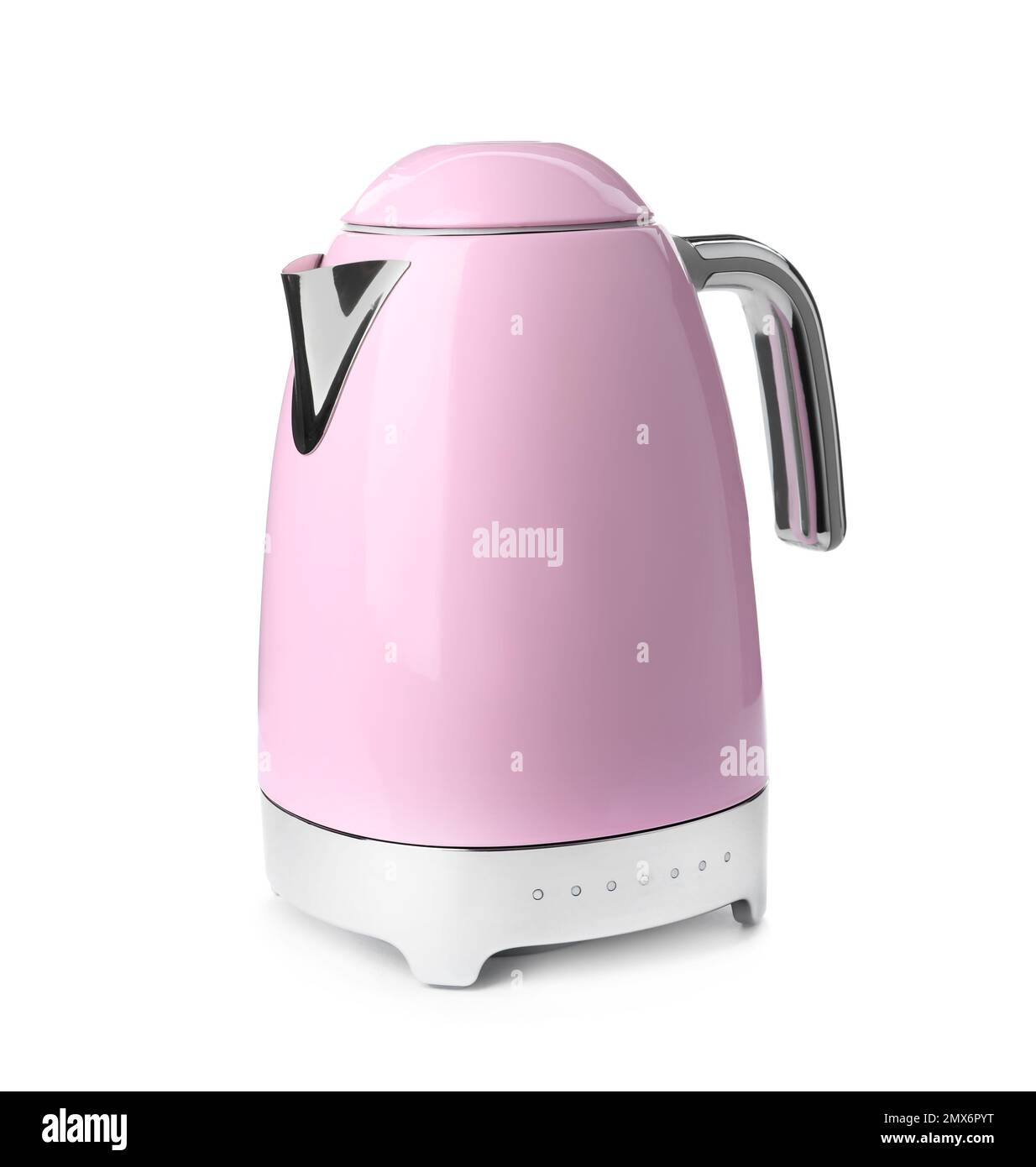 Modern pink electric kettle with base isolated on white Stock Photo Alamy