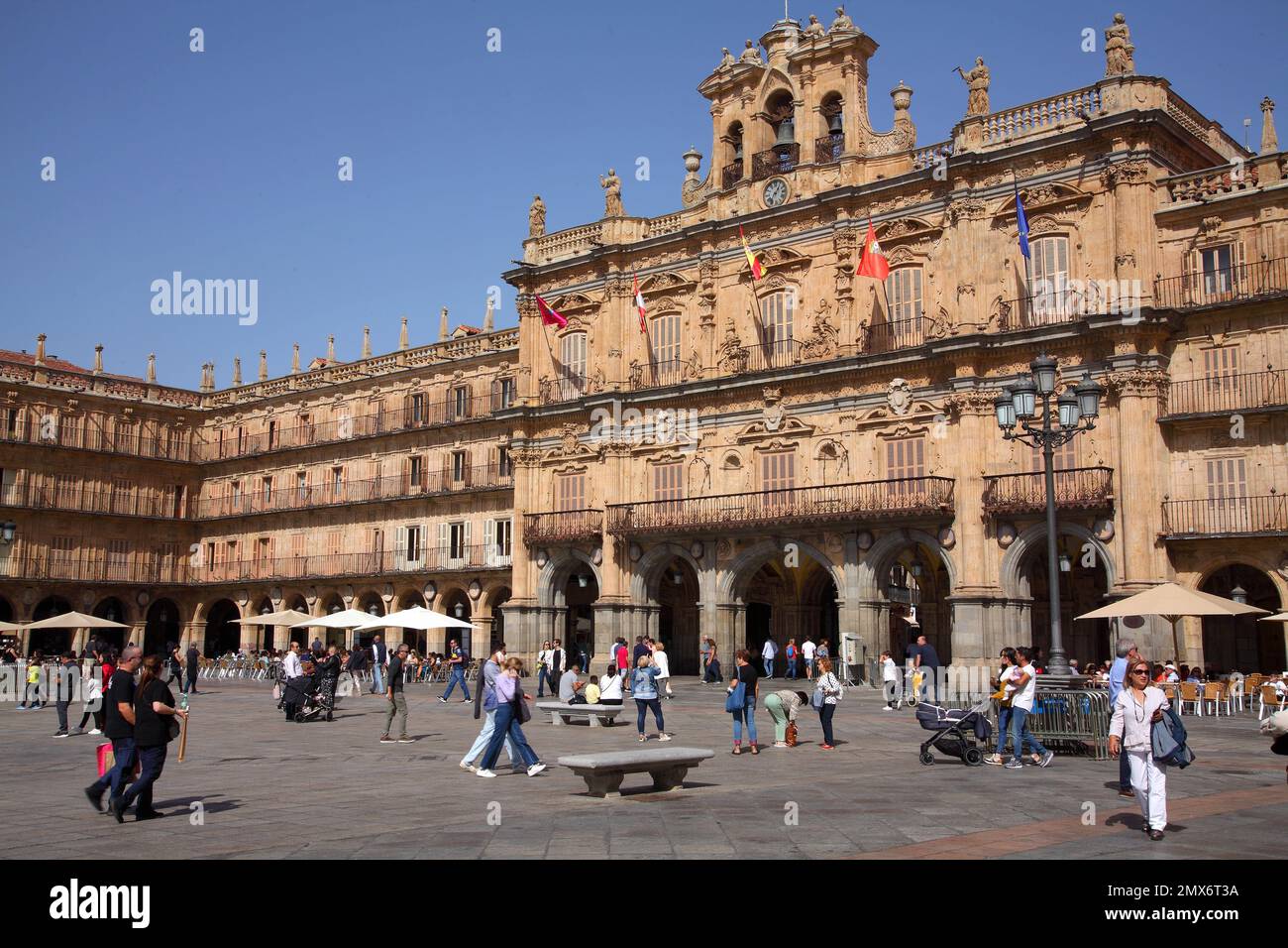 Facade of the town hall in the Mayor square. Salamanca. The facade of