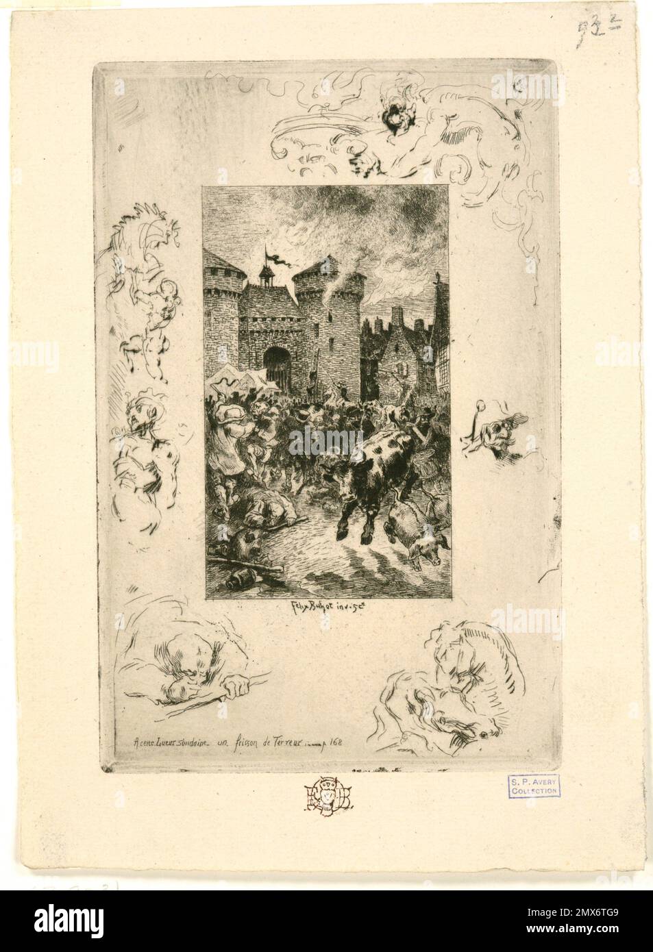 À cette lueur soudaine. Avery, Samuel Putnam, 1822-1904 (Collector) Buhot, Félix Hilaire (1847-1898) (Artist) Buhot, Félix Hilaire (1847-1898) Stock Photo