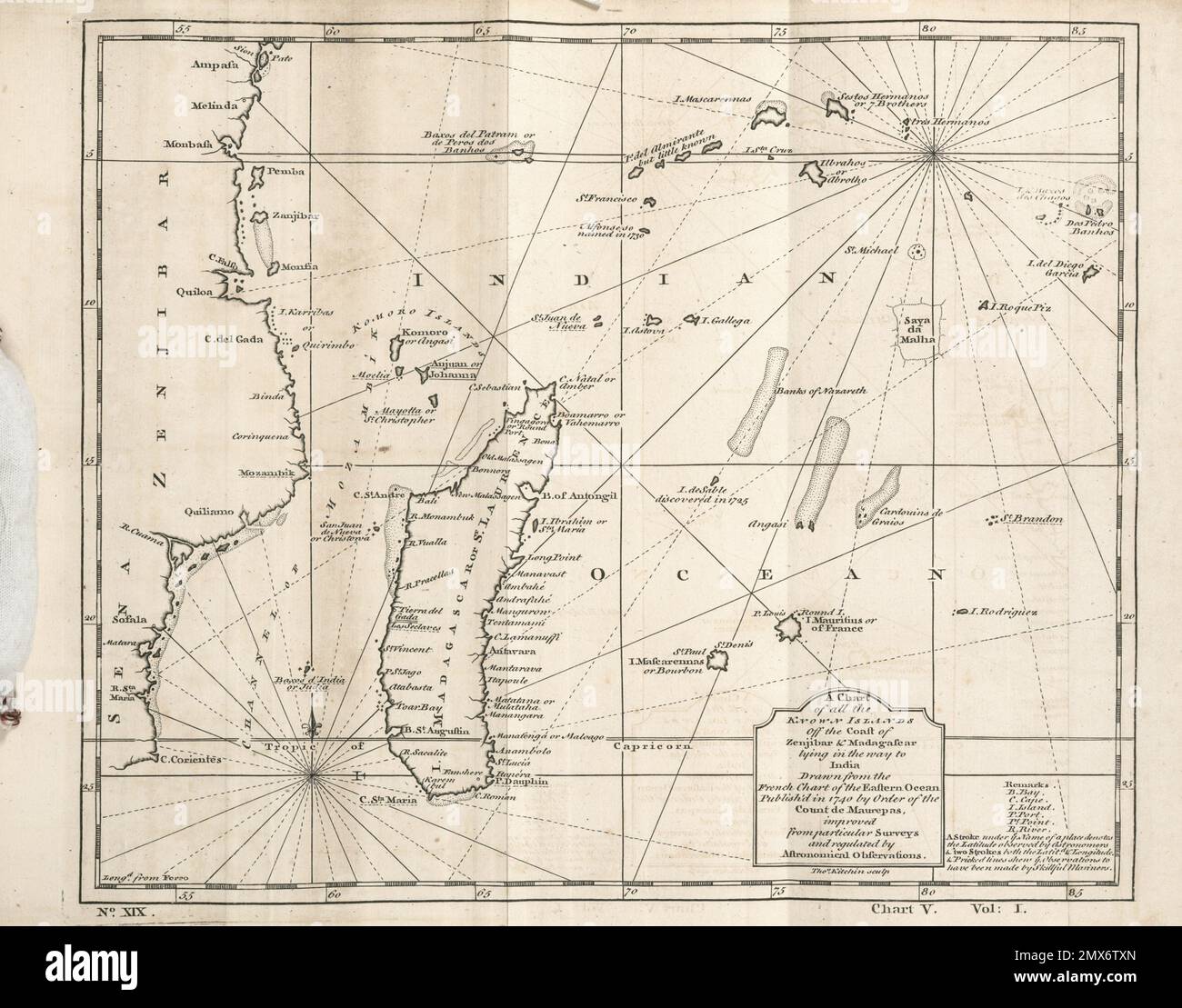 A chart of all the known islands off the coast of Zenjibar & Madagascar ...