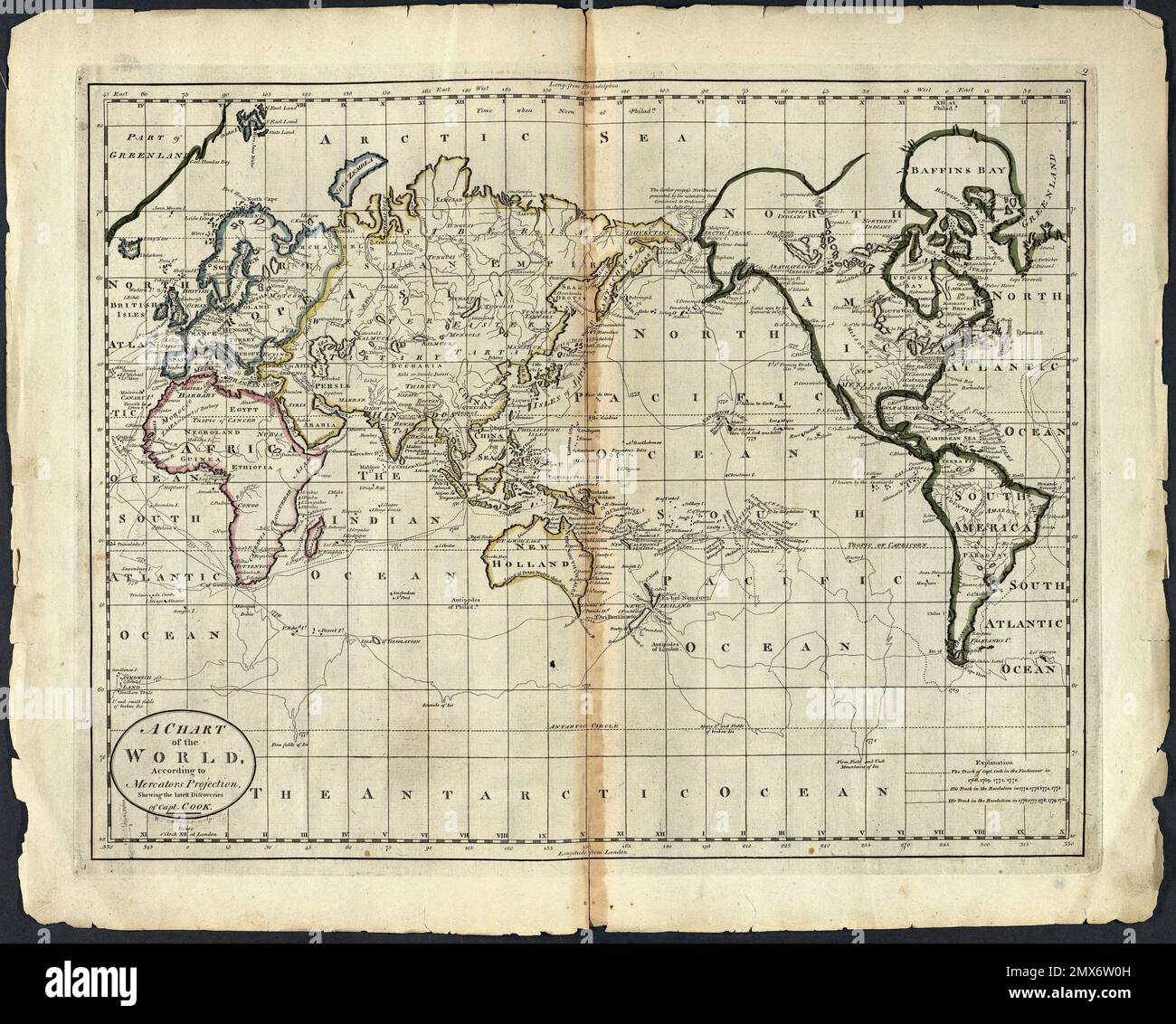 A chart of the world, according to Mercators Projection (shewing the