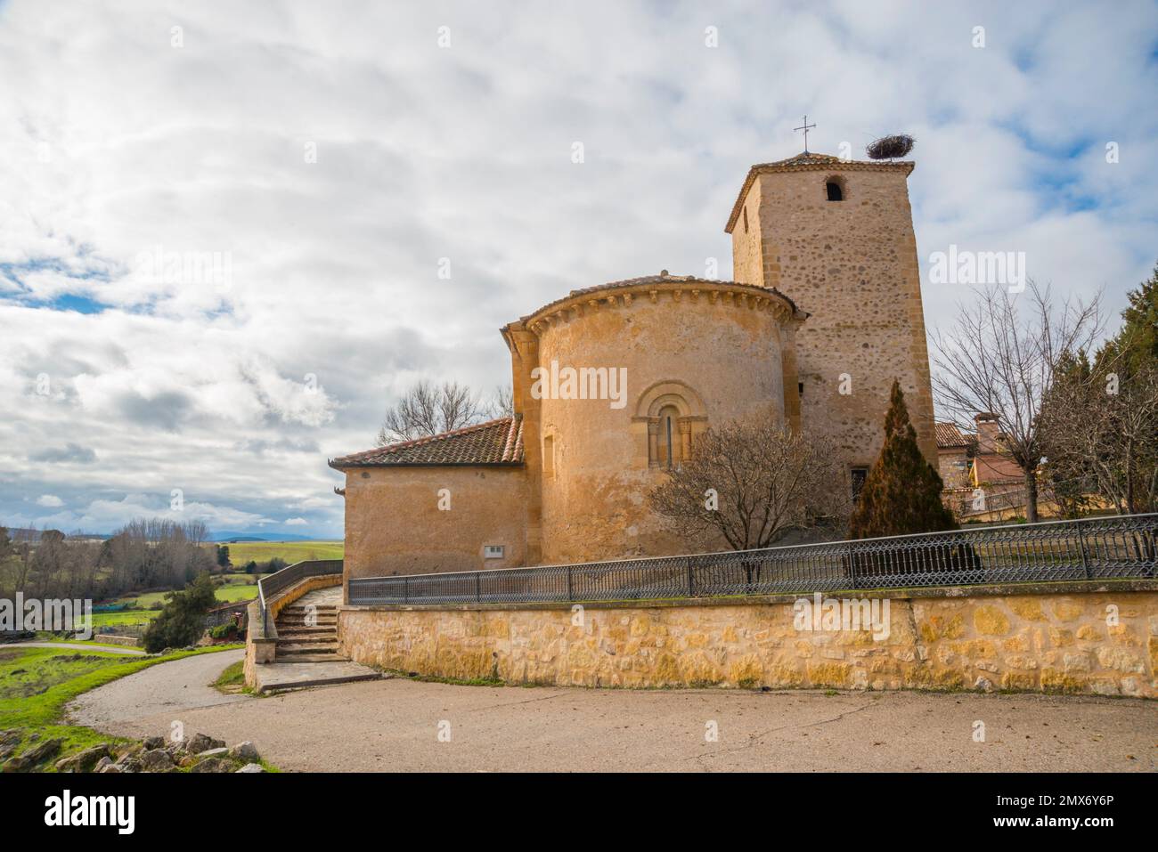 Romanesque church. Santa Marta del Cerro, Segovia province, Castilla Leon, Spain. Stock Photo