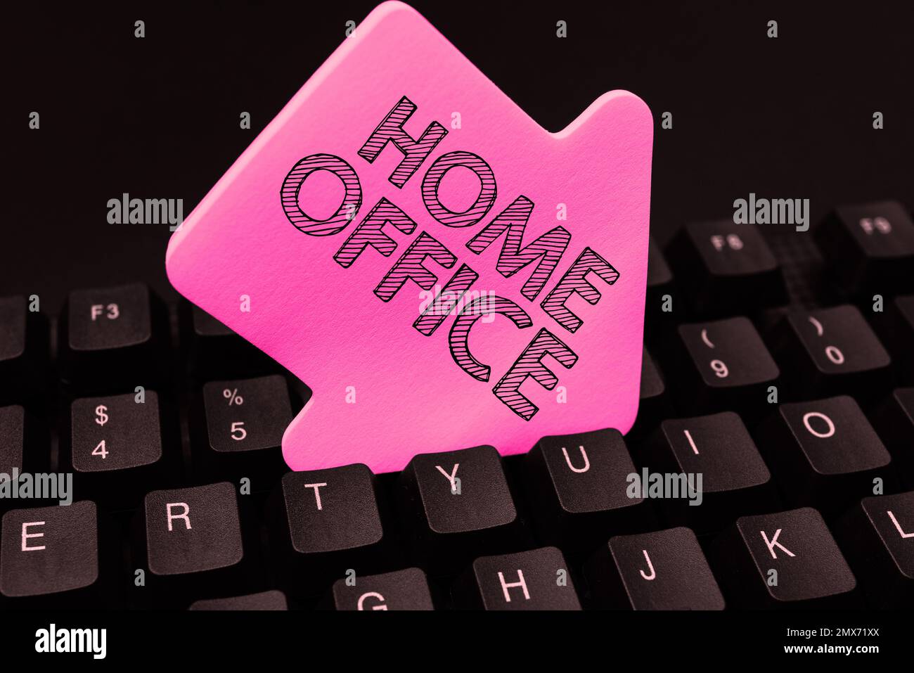 Text caption presenting Home Office. Business concept space designated