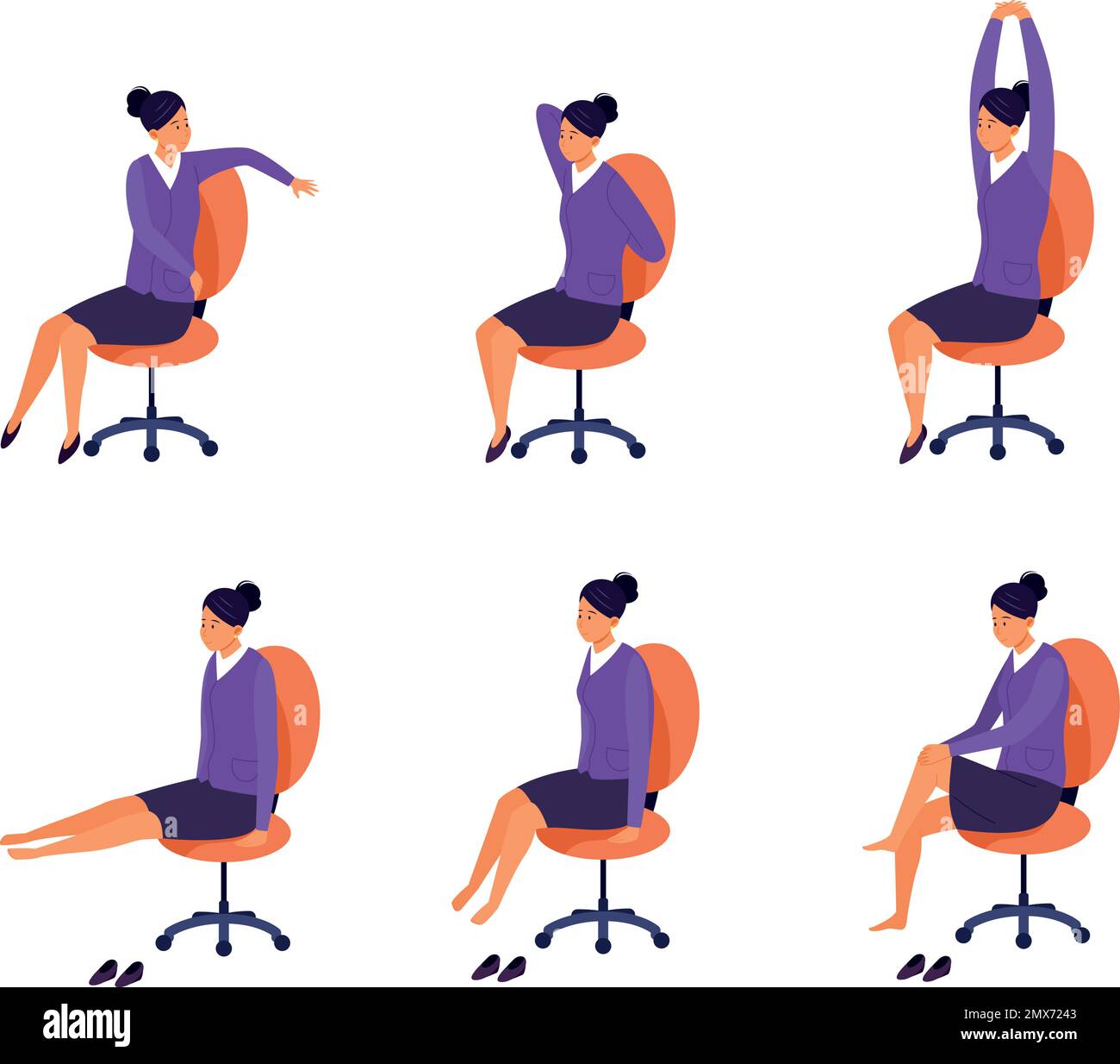 Office chair workout. Workplace exercise. Healthy lifestyle isolated on white background Stock Vector Image Art Alamy