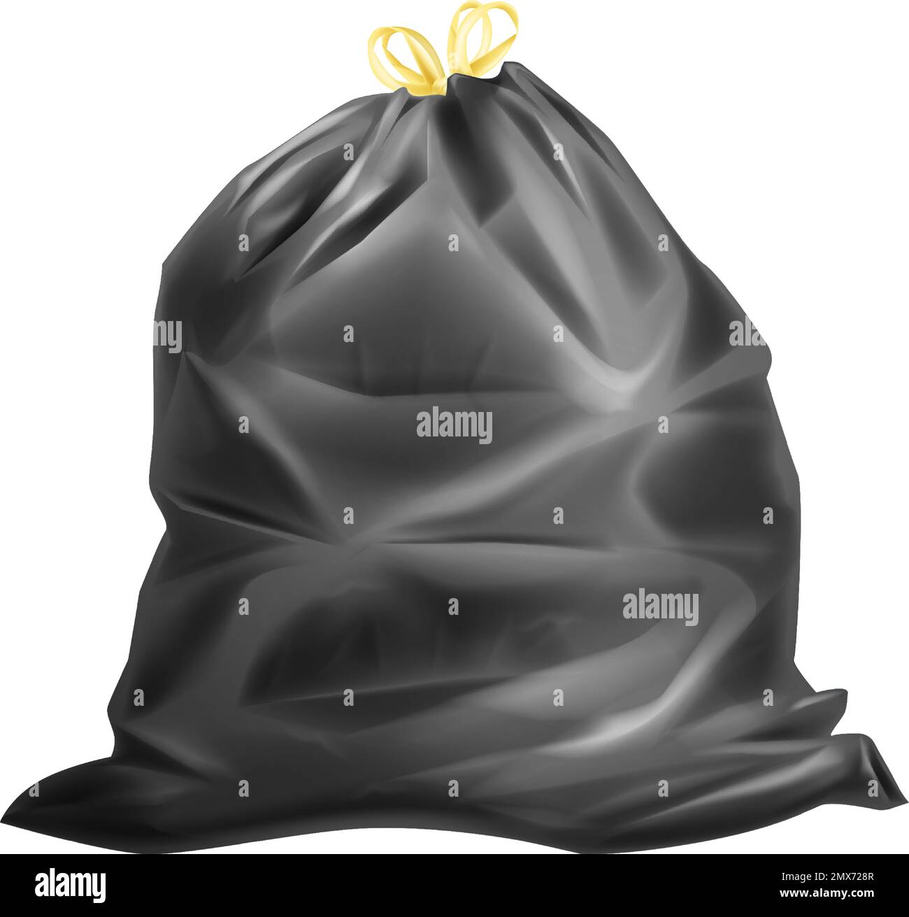 Realistic garbage bag full of waste. Trash sack mockup isolated on