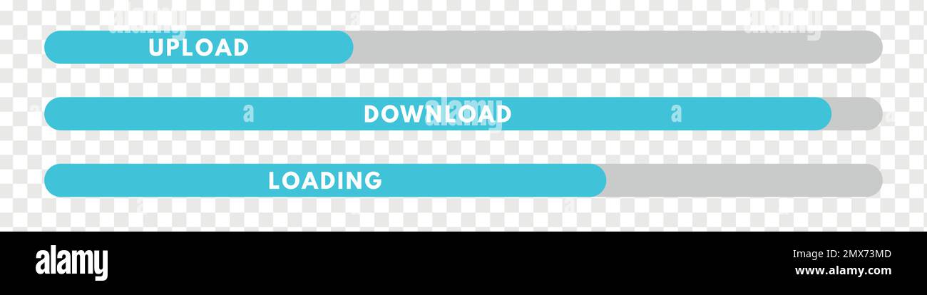 Progress loading bar. Download status, speed upload icon. Vector illustration for website design Stock Vector