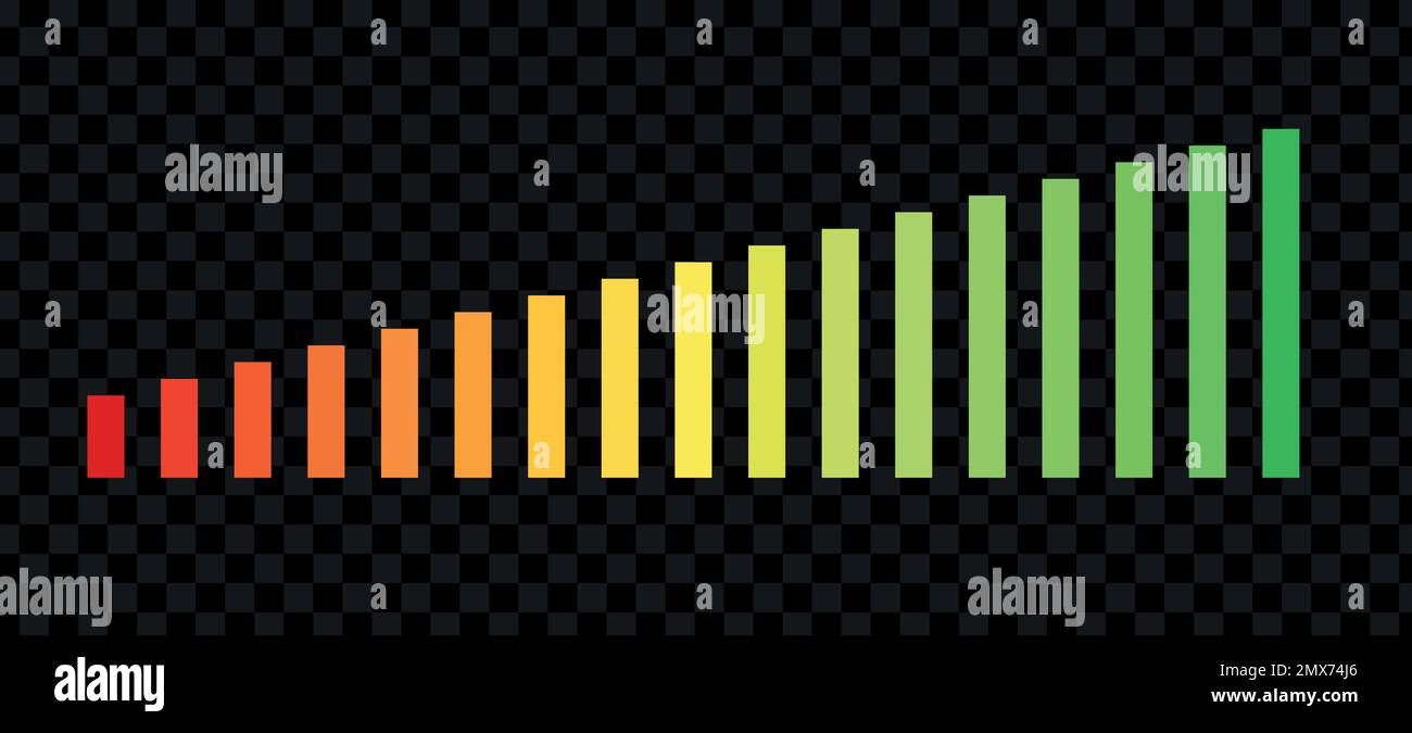 Level indicator icon. speedometer scale, dial gauge. high and low risk