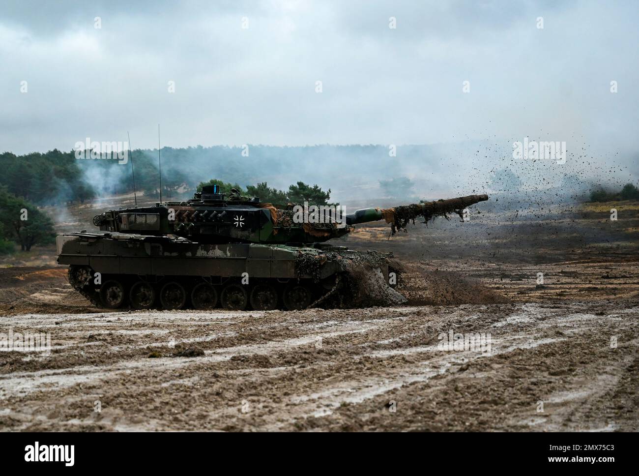 Augustdorf, Deutschland. 01st Feb, 2023. Leopard 2A6 main battle tank of Panzer Battalion 203