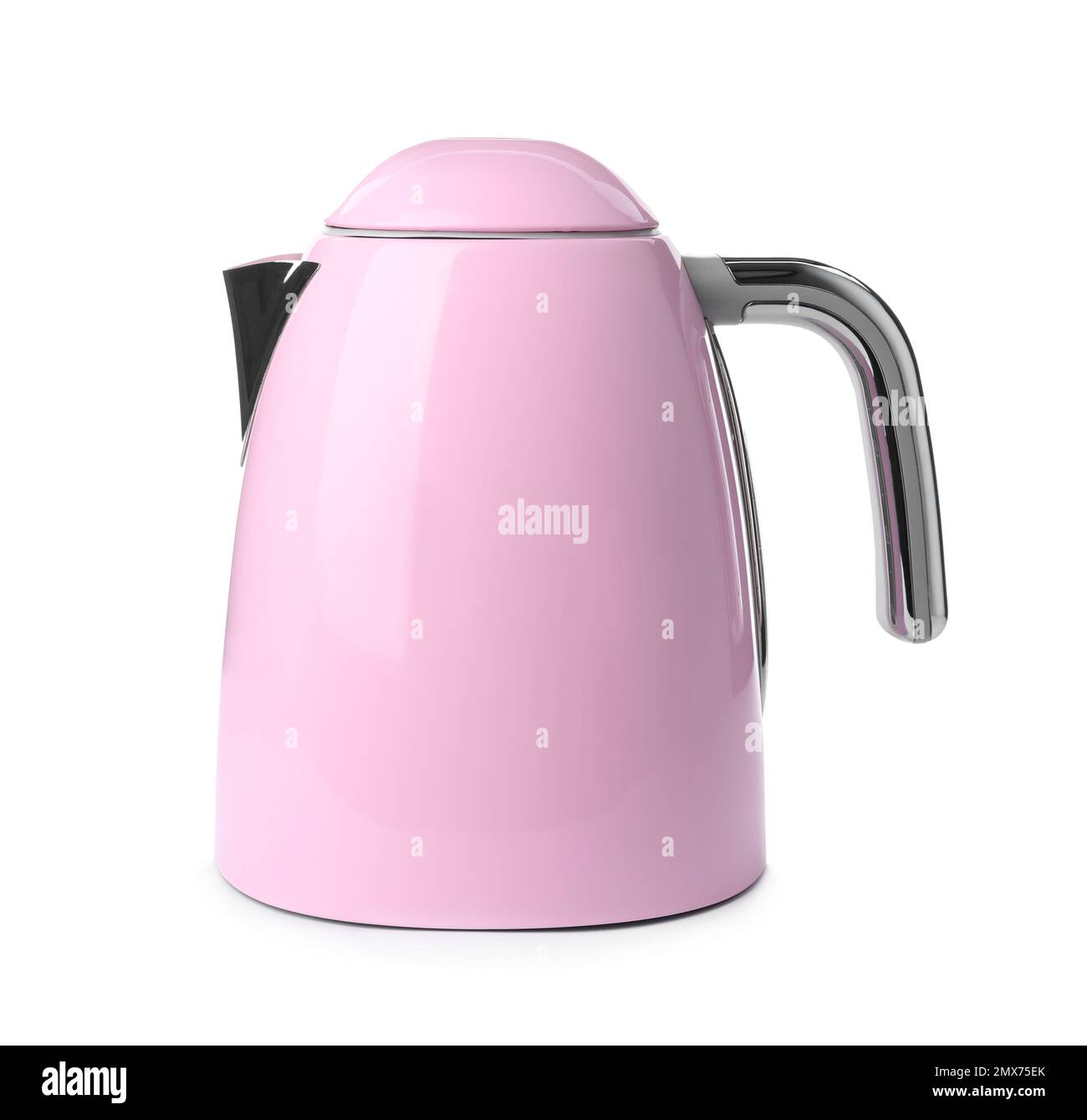 Modern pink electric kettle isolated on white Stock Photo Alamy