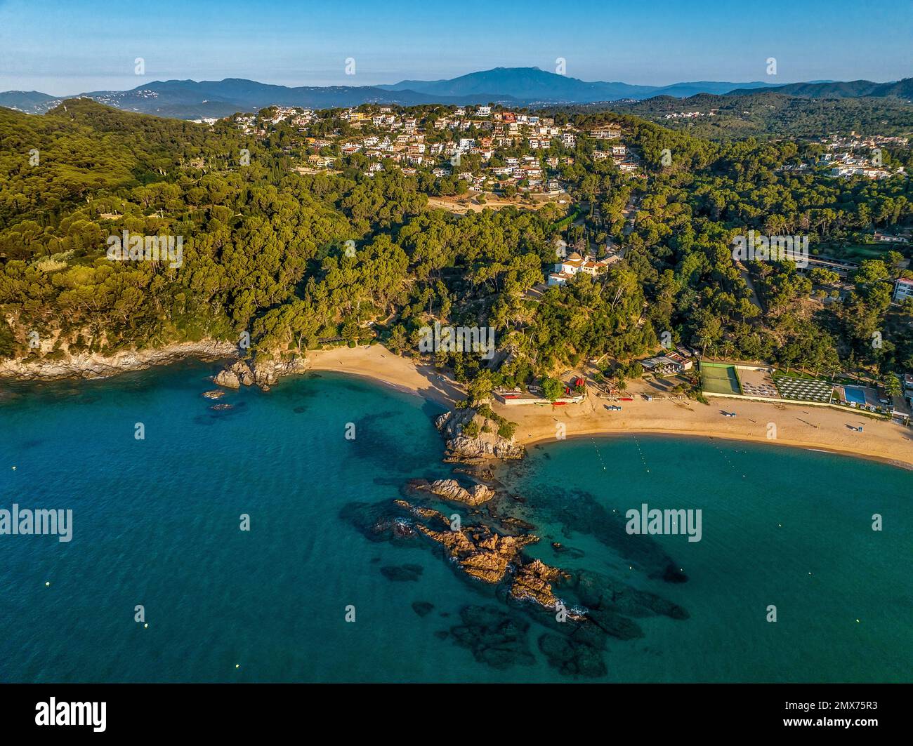 Aerial view to Spanish coast of Costa Brava in Lloret de Mar, Catalonia