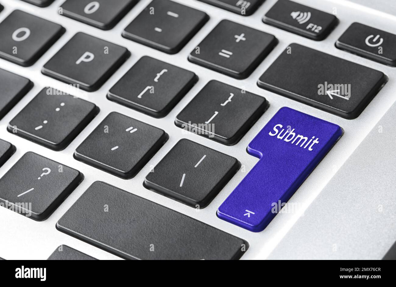 Modern laptop keyboard, closeup view. Bootstrap button Stock Photo Alamy