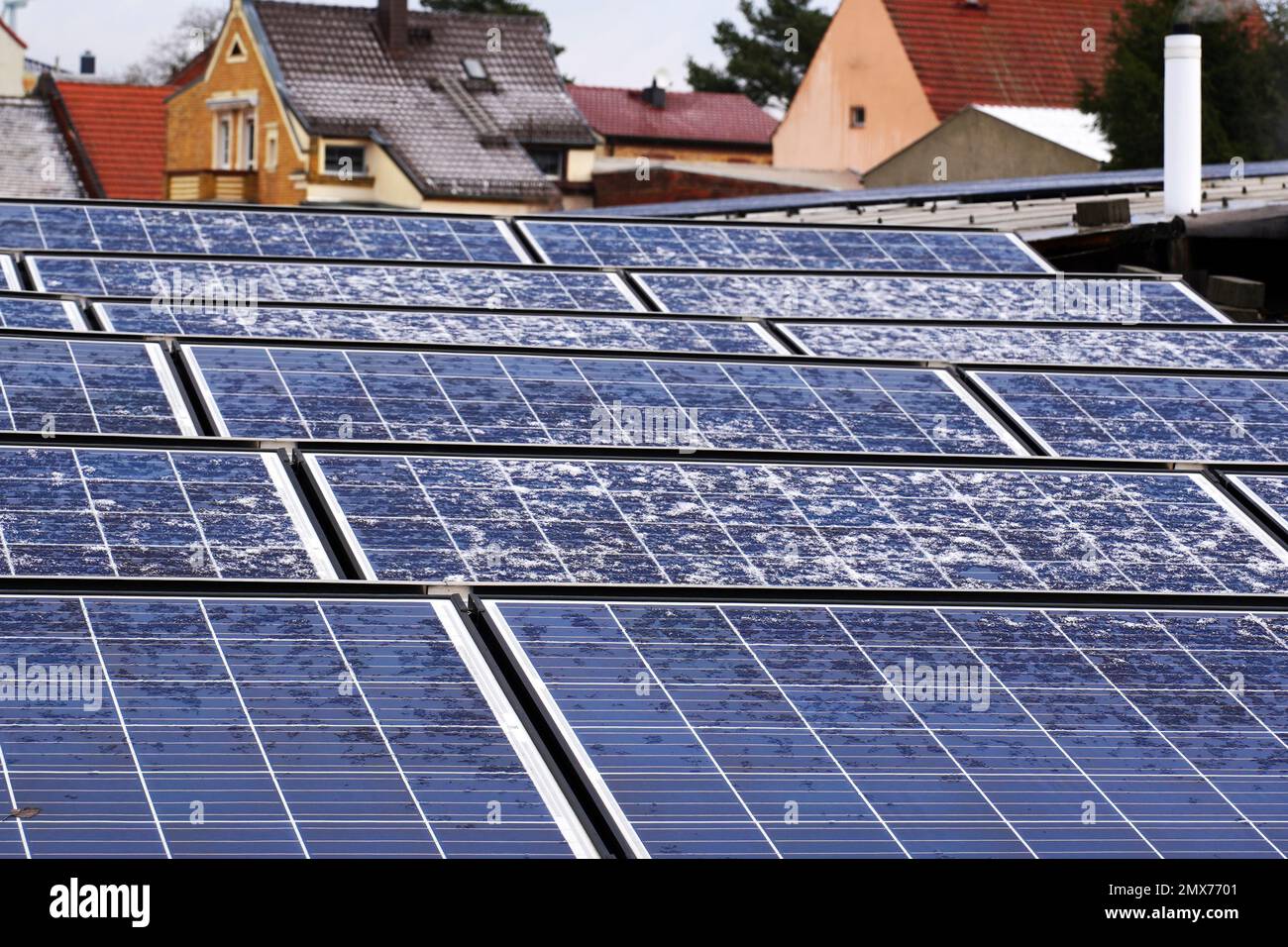 Alternative electricity source. Photovoltaic solar panels covered with