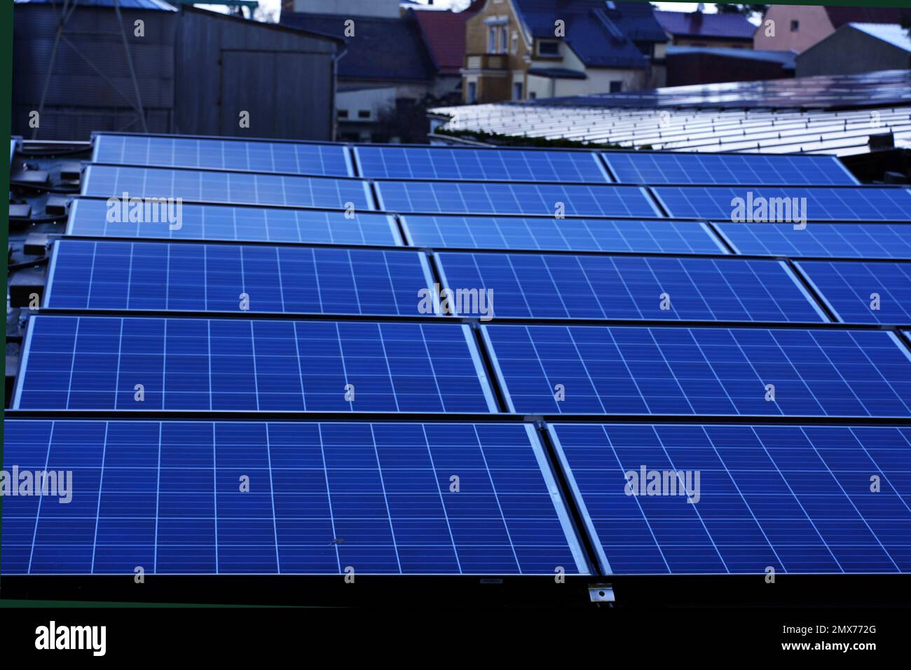 Alternative electricity source. Photovoltaic solar panels covered on
