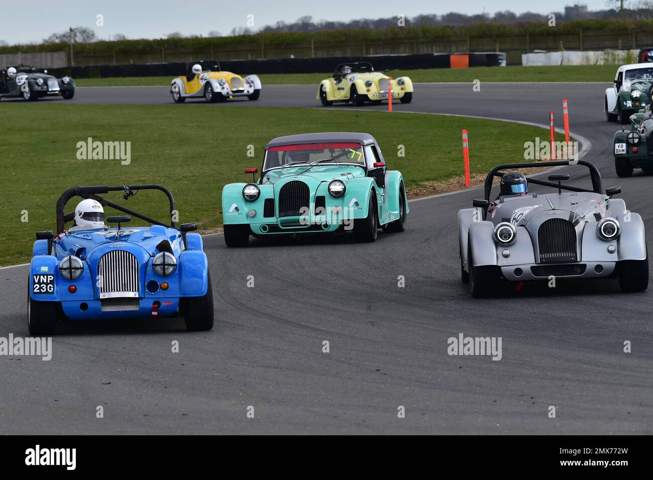 William Pratt, Morgan Plus 4, Andrew Thompson, Morgan ARV6, Tom Andrew, Morgan Plus 6, Morgan Challenge, two twenty minute races over the weekend afte Stock Photo