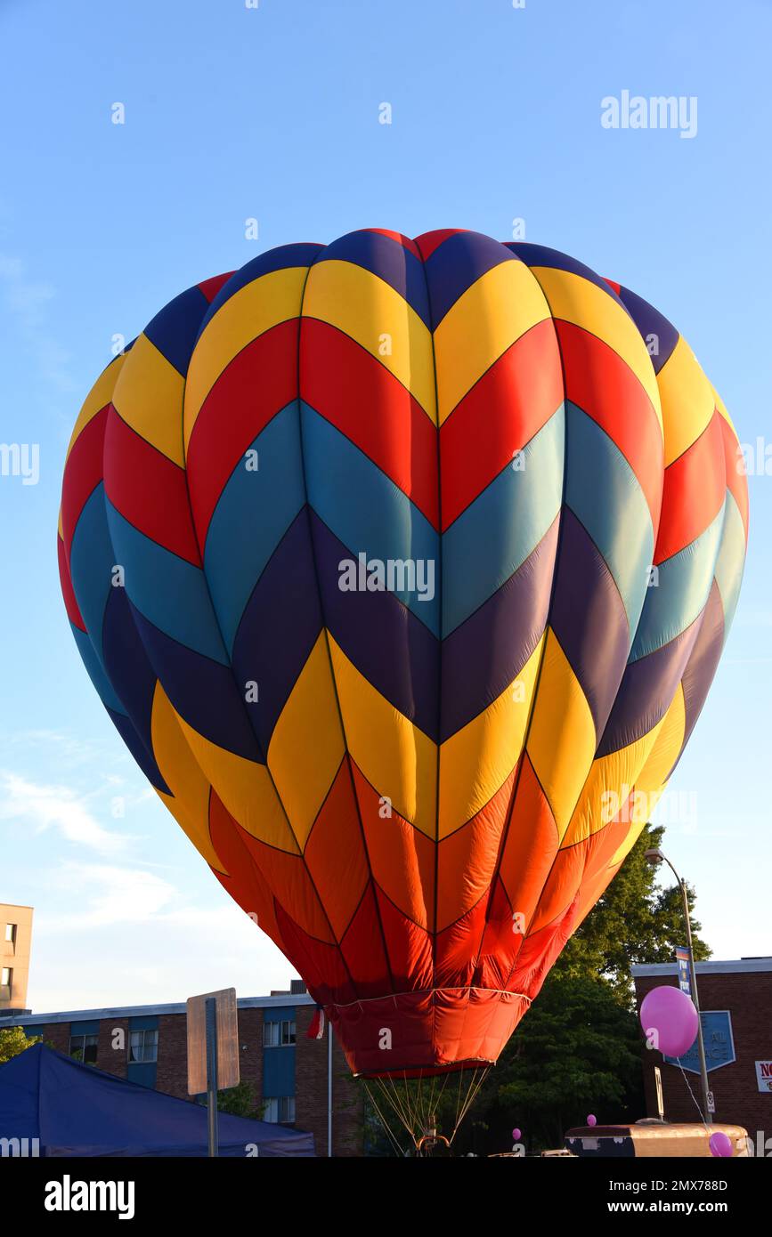 Hot air balloon floats, inflated and ready for flight at the Kingsport