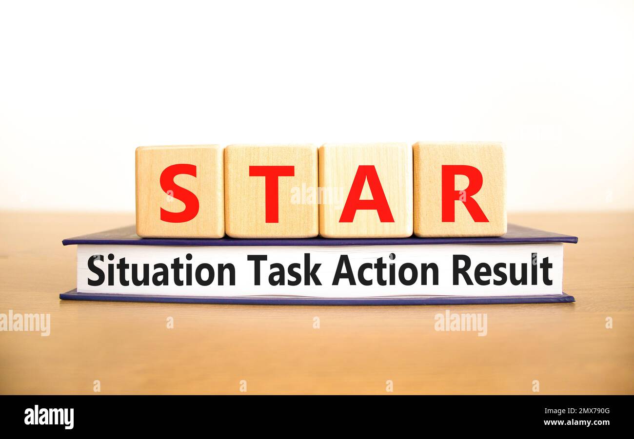 STAR situation task action result symbol. Concept words STAR situation ...