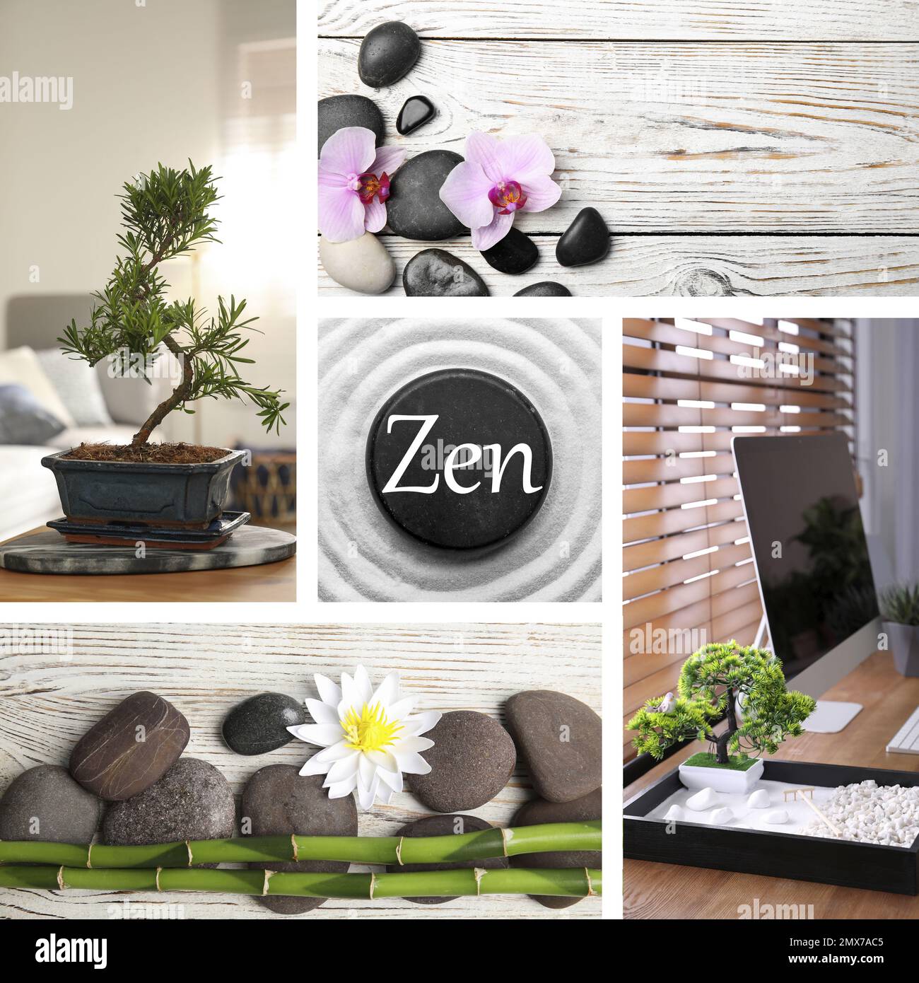 Collage of beautiful photos. Zen and harmony Stock Photo Alamy
