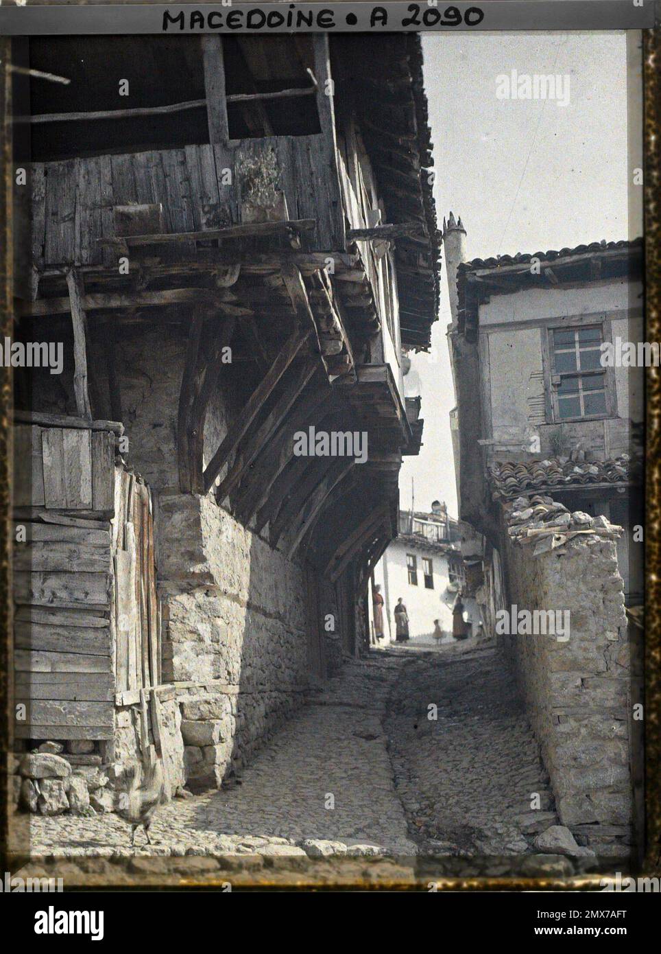Tirage Vintage Original Macédoine – Ohrid, Cheval Et Maison Typique, Circa 1930, 10x10cm