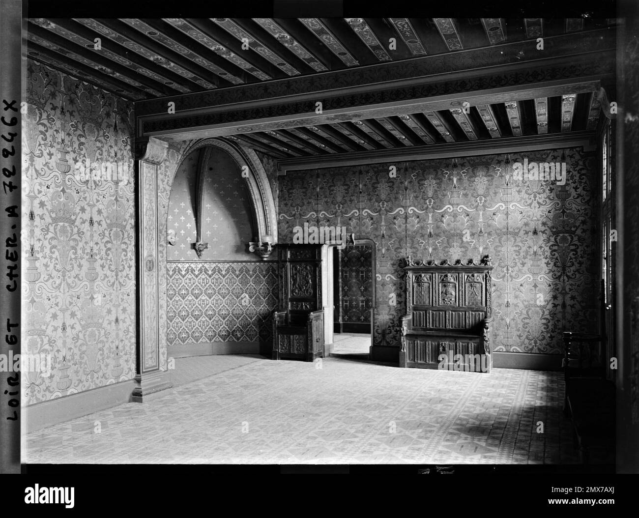 Blois, France interior of the castle , 1909 - Center of France - Auguste  Léon - (June) (French - ﻿Blois , France Intérieur du château). Political  figure, king , queen, interior view,
