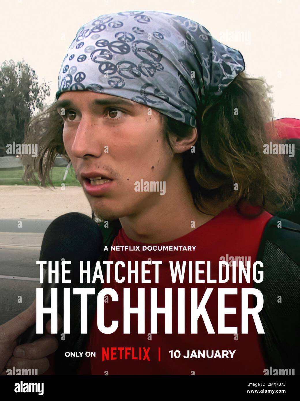 THE HATCHET WIELDING HITCHHIKER, poster, Kai Lawrence, 2023. © Netflix