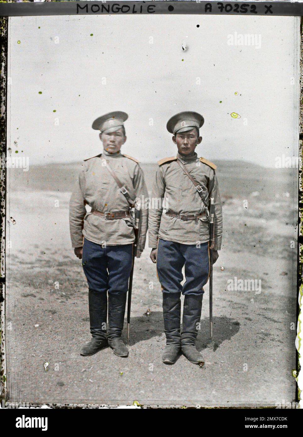 Ourga, Mongolia two Cossack soldiers , 1913 - Mongolia - Stéphane Passet - (July 6-25) Stock Photo
