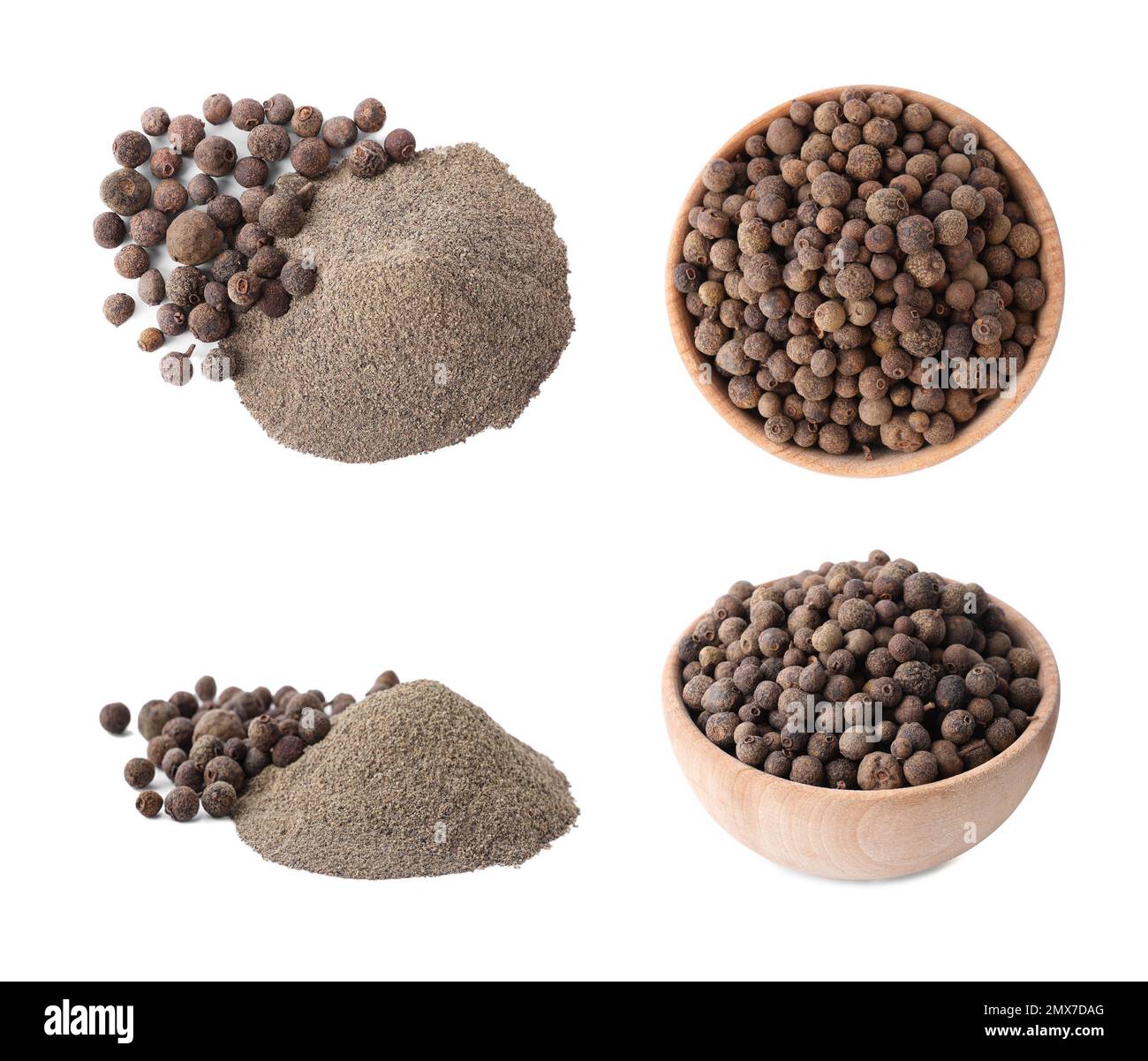 Set of ground pepper and grains on white background Stock Photo Alamy