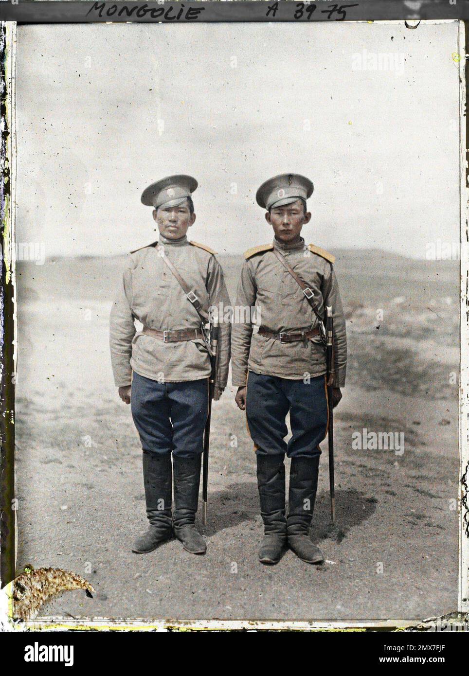 Ourga, Mongolia two Cossack soldiers , 1913 - Mongolia - Stéphane Passet - (July 6-25) Stock Photo