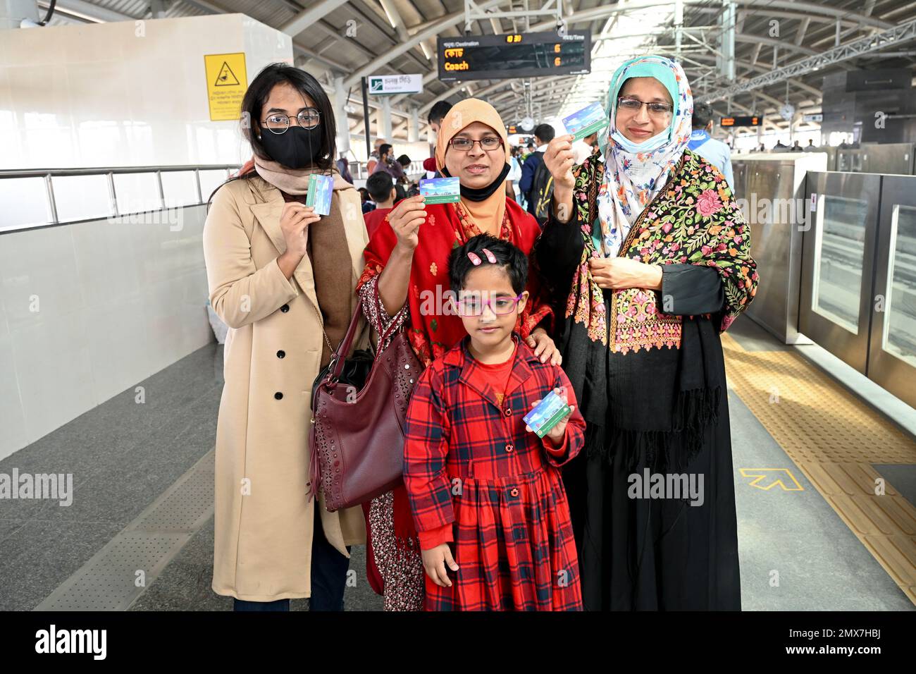 Dhaka, Bangladesh, on February 2, 2023 Passengers pose with ticket for
