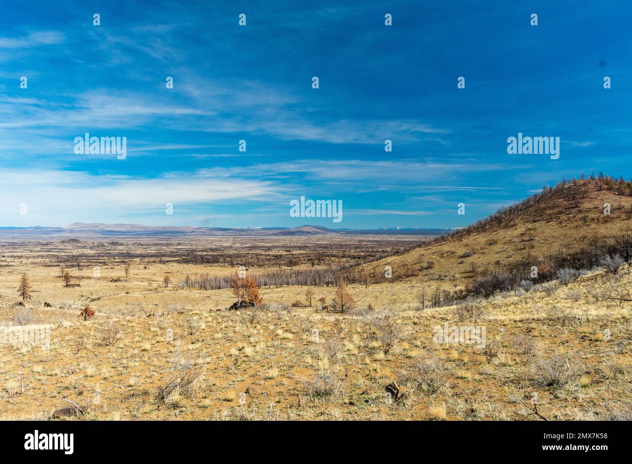 Wildfire burn scar, Lava Beds National Monument, California Stock Photo