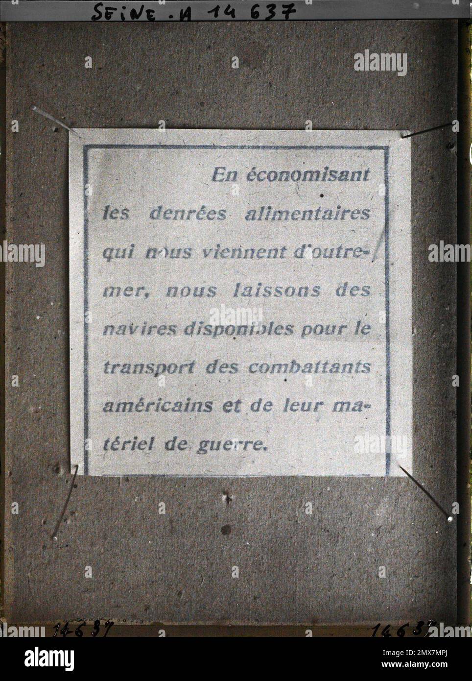 Boulogne, France text accompanying ration ticket sheets Stock Photo - Alamy