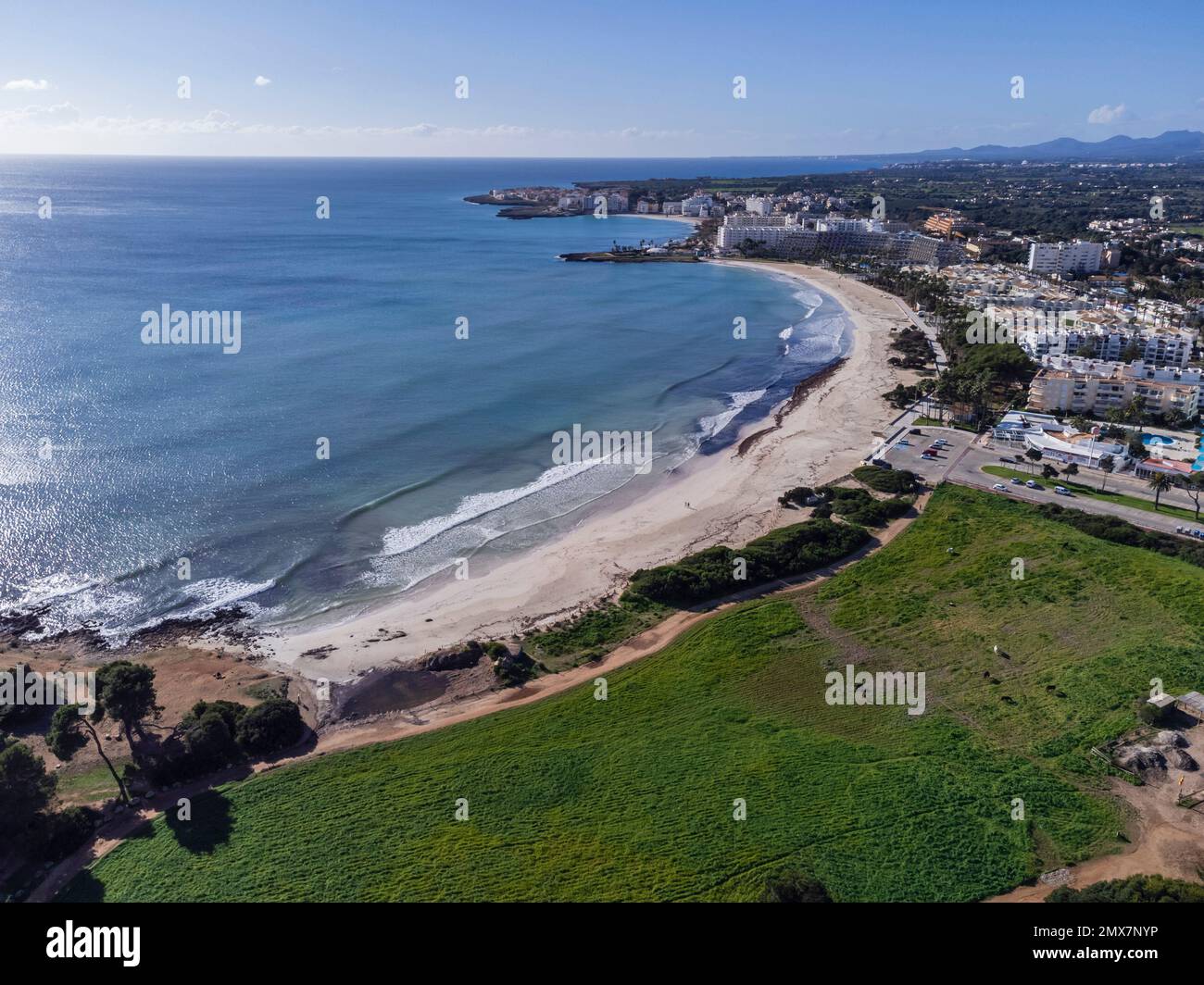 place of the mass grave of the dead republican militiamen, Sa Coma beach, Son Servera, Majorca, Balearic Islands, Spain Stock Photo