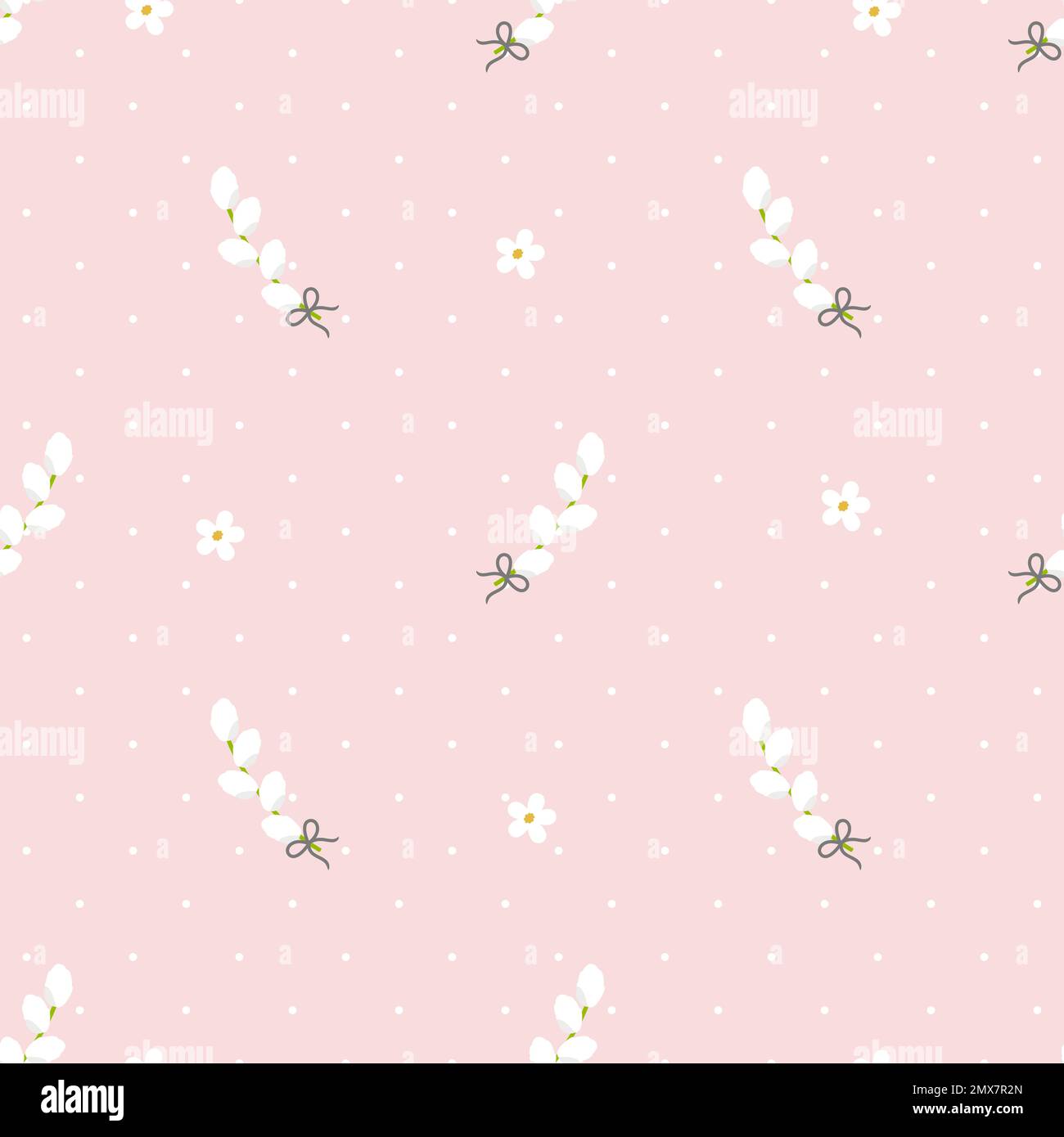 Cute easter seamless with willow. Stock Vector