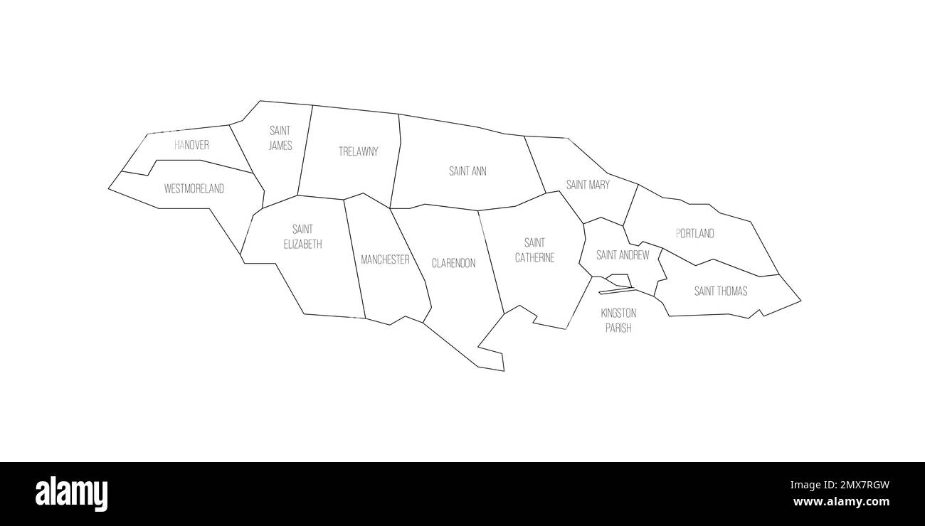 Jamaica political map of administrative divisions Stock Vector Image