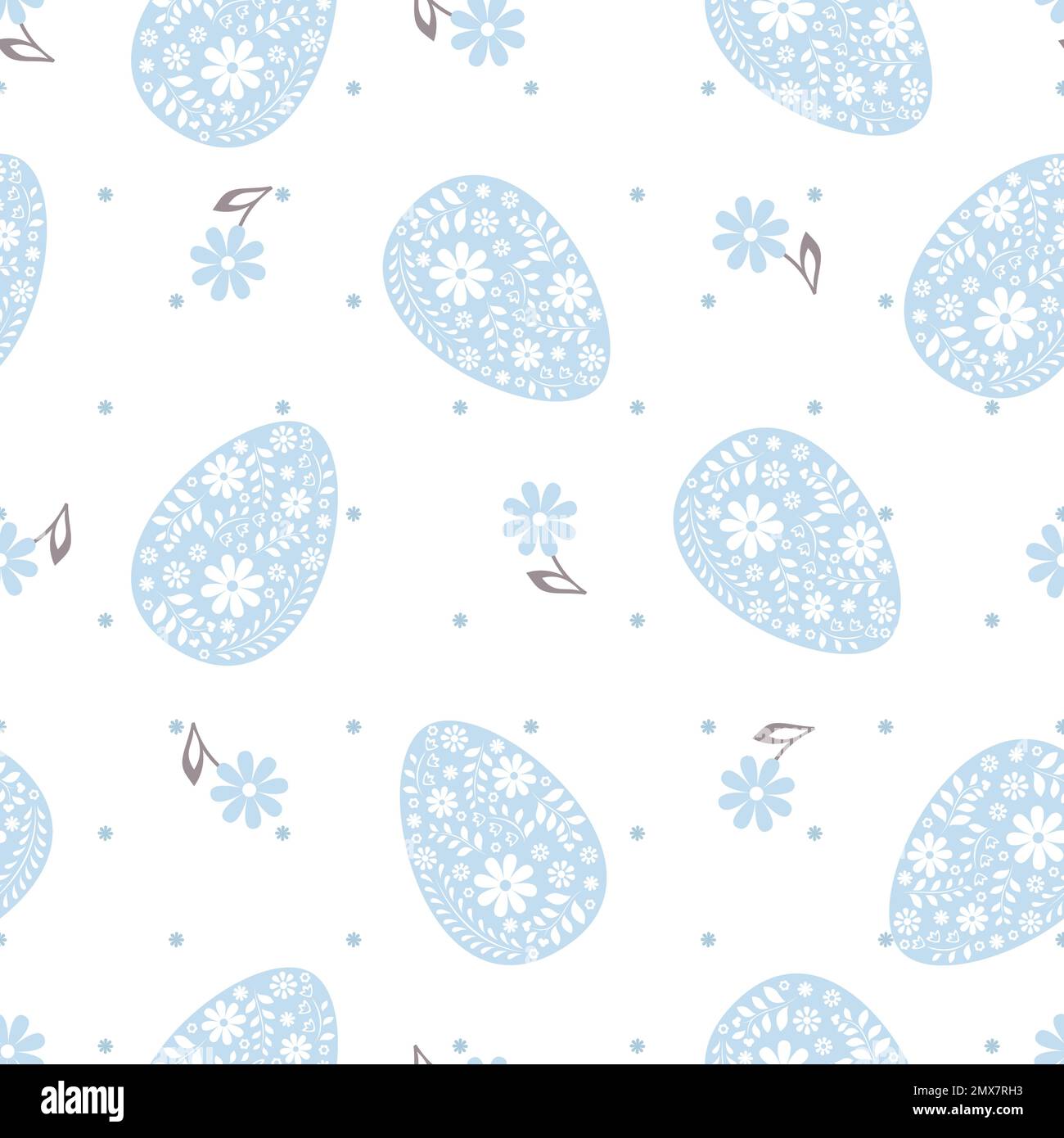 Vector flowers easter eggs seamless pattern. Stock Vector