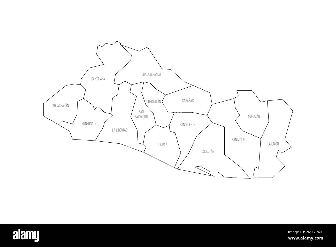 El Salvador political map of administrative divisions Stock Vector