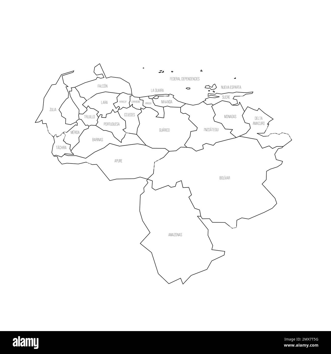 Venezuela political map of administrative divisions Stock Vector Image