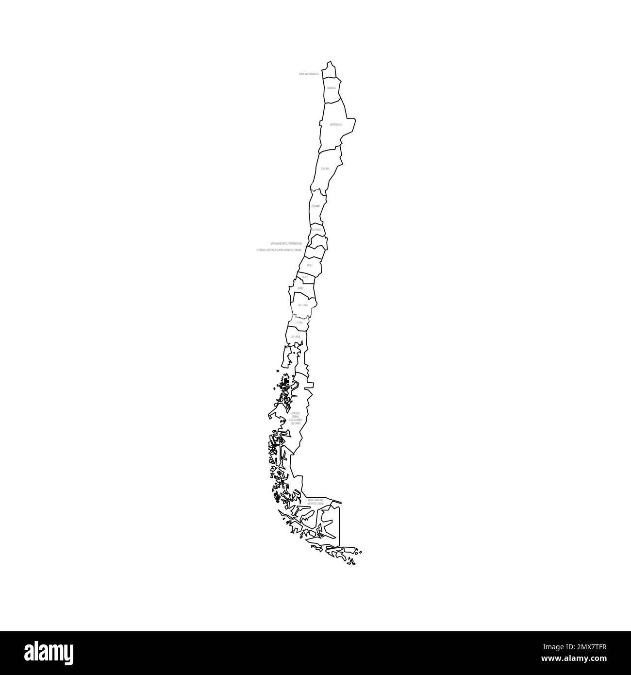 Chile political map of administrative divisions Stock Vector Image