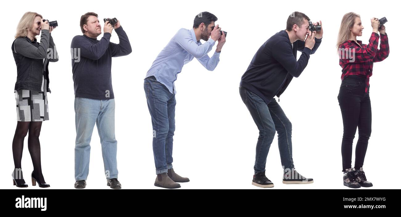collage of group of photographers in profile isolated Stock Photo Alamy