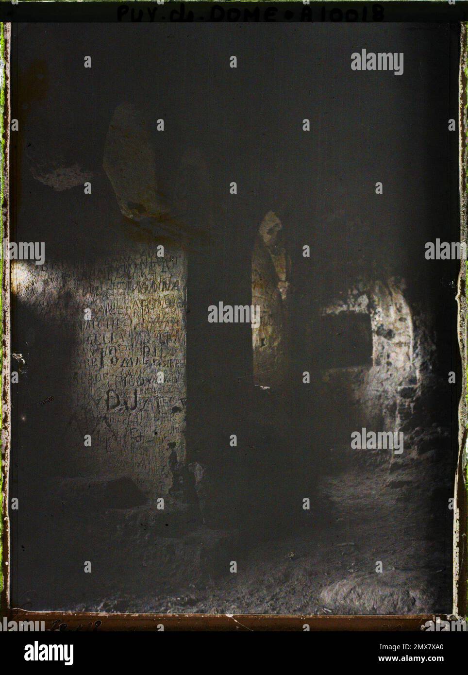 Archaeological vestige interior view graffiti cave medium age re hires