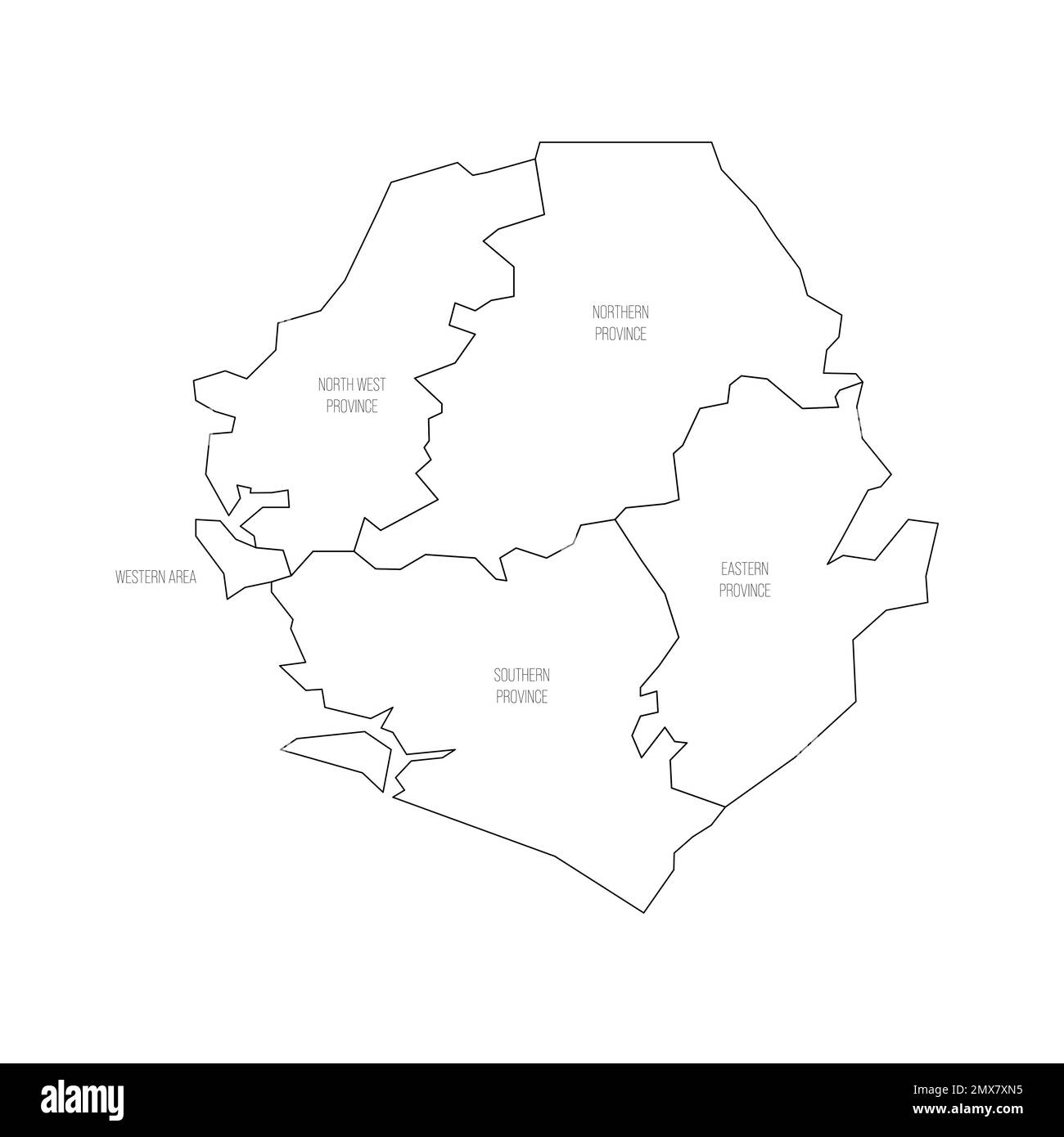 Sierra Leone political map of administrative divisions Stock Vector