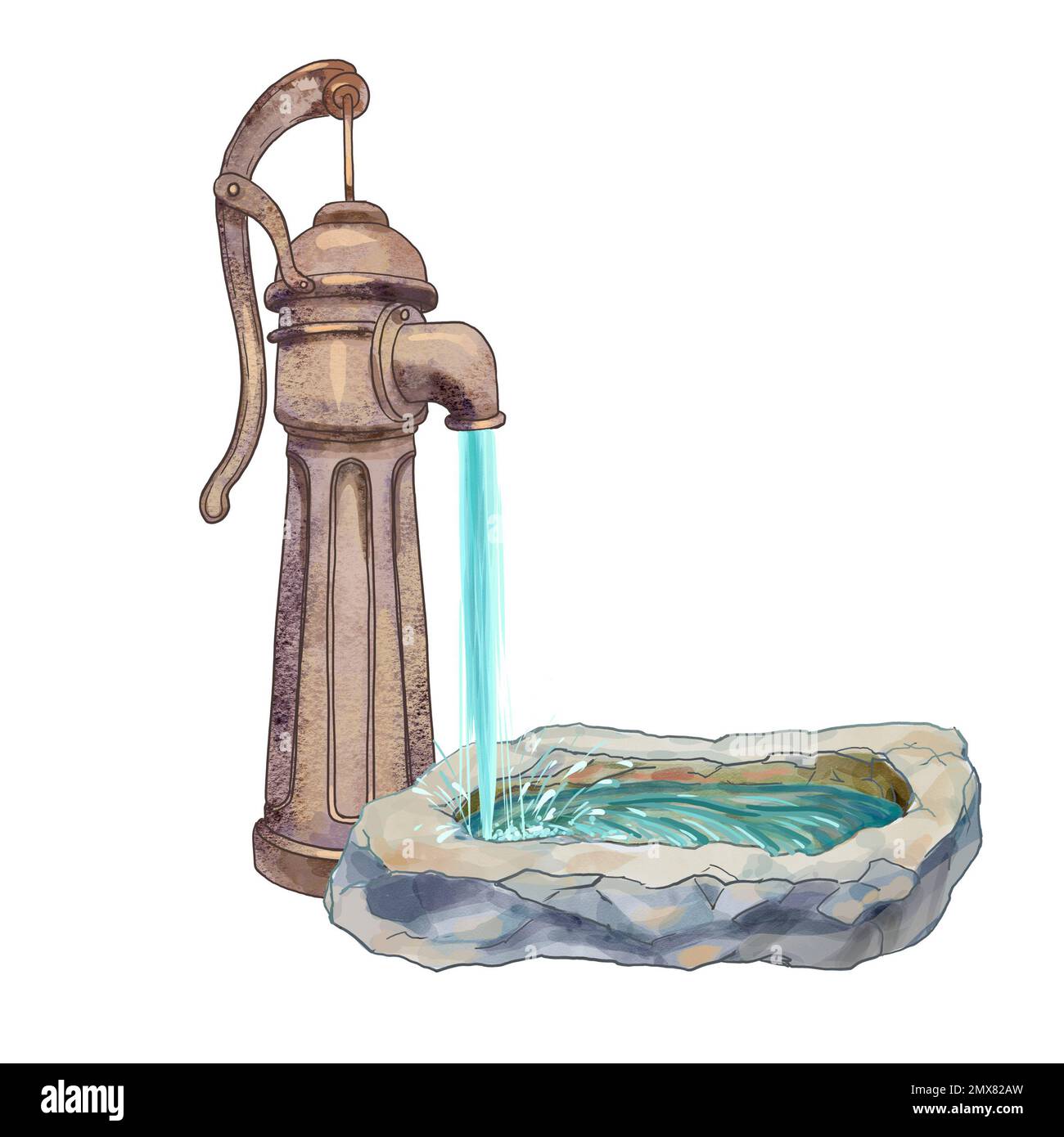 Illustration of faucet and water containers. High quality illustration Stock Photo Alamy