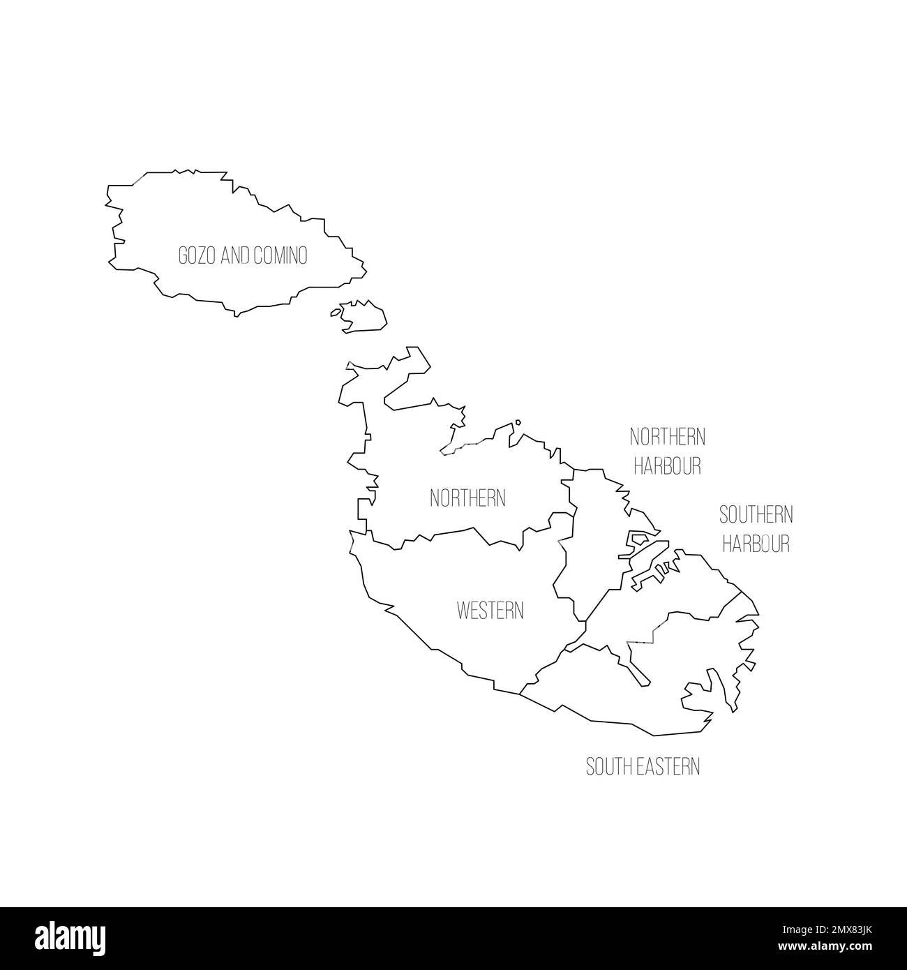 Malta political map of administrative divisions Stock Vector Image