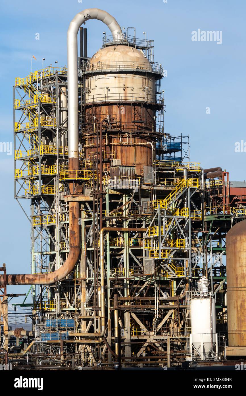 An FCCU or Fluid Catalytic Cracking Unit in an oil refinery near Salt Lake City, Utah Stock