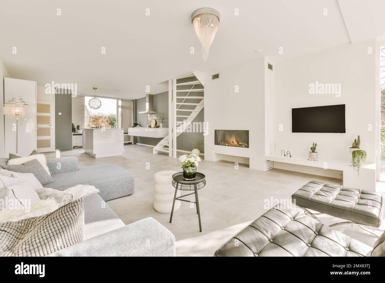 Luxury Apartment Seamless Integration Reference: Open Plan Living Room Ideas With Staircase Integration For Seamless