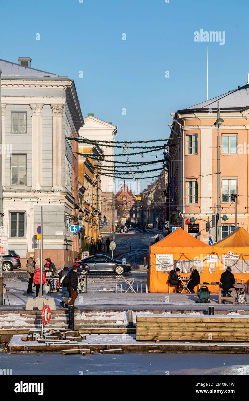 Katariinankatu behind Market Square in Helsinki, Finland Stock Photo